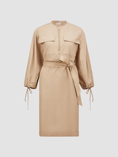 Belted Poplin Midi Dress