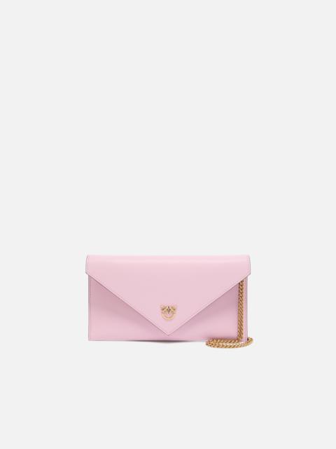 SMALL SMOOTH LEATHER ENVELOPE CLUTCH BAG WITH LOVE BIRDS LOGO