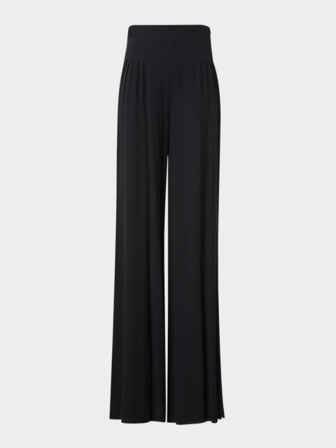 Myriam Pleated Wide Silk-Georgette Pants