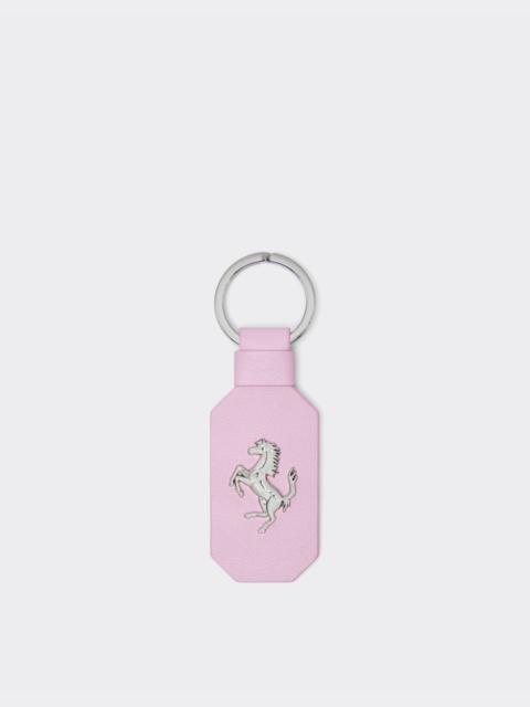 Leather keychain with prancing horse