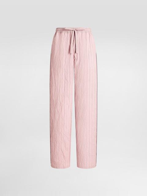 Crinkled striped fabric vanity trousers