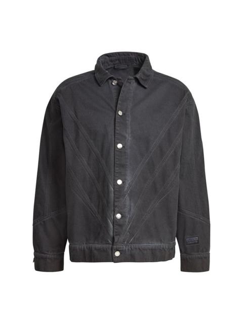 adidas originals Fshn Denim Jkt Casual Sports lapel Jacket Black GN3292