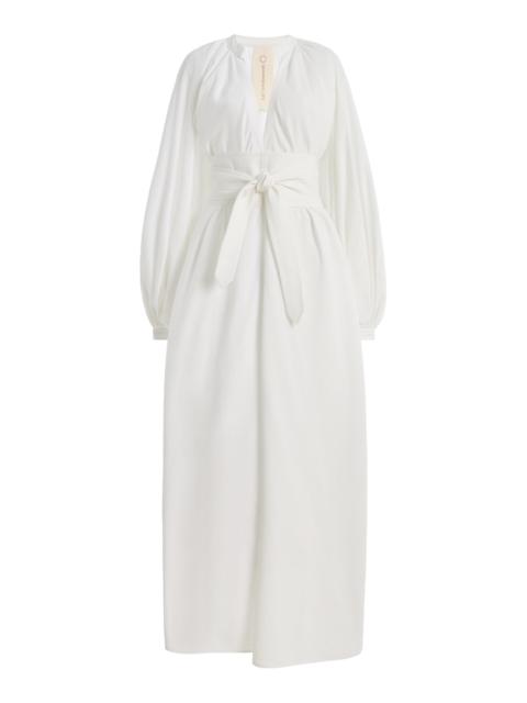 The Touareg Balloon-Sleeve Cotton Dress white