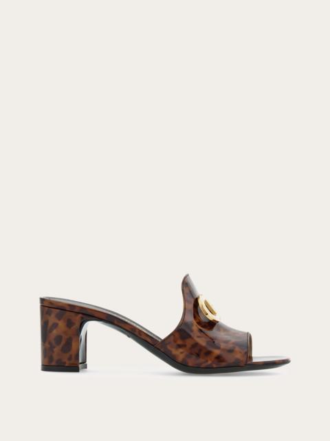 Mid heel mule with Gancini buckle