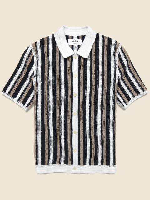 Porto Stripe Crochet Shirt - Ecru/Black