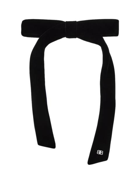 Women's Holli Thin Hair Bow in Black/shiny Silver