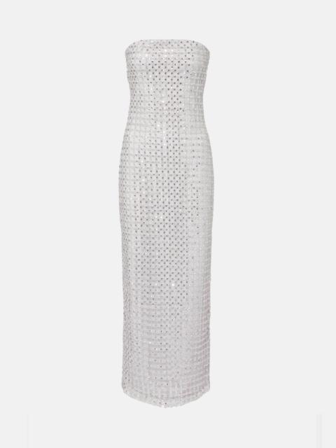 Embellished mesh cocktail dress