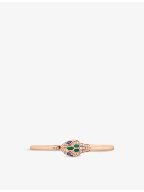 Serpenti Seduttori 18ct rose-gold, 0.5ct round-cut diamond and 0.4ct sapphire bangle bracelet