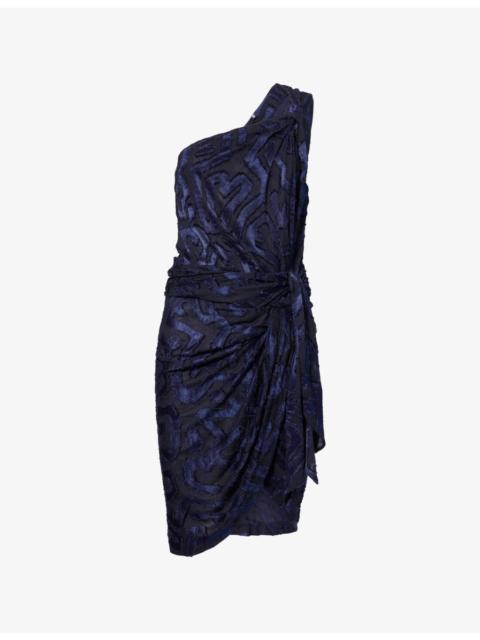 Lilana Draped Stretch-Woven Midi Dress