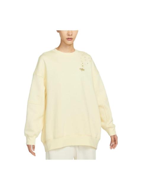(WMNS) Nike Sportswear Fleece Crew Sweatshirt 'Yellow' FB1918-744