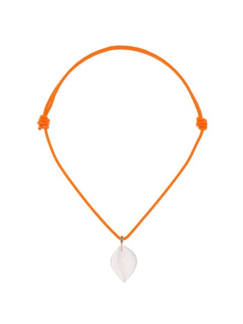 18K Yellow Gold Rose Quartz Cowry Shell Necklace pink