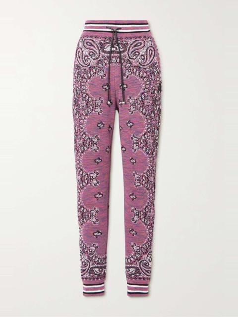 Embroidered space-dyed cotton-jacquard track pants