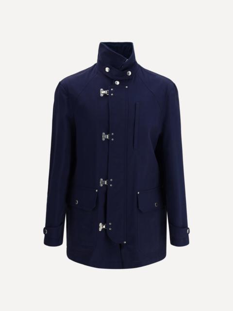 Water-repellent outerwear Jacket in techno cotton gabardine with hooks