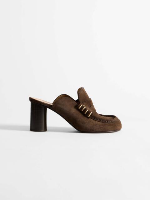 WOMENS LOAFER MULE SANDAL IN CHOCOLATE BROWN