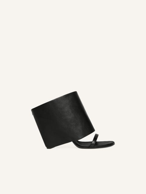 OBLIQUE WEDGED LEATHER MULES