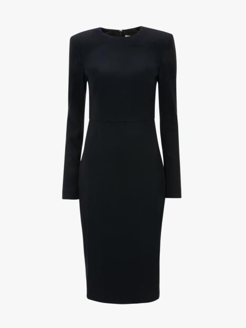 Long Sleeve T-Shirt Fitted Dress In Navy