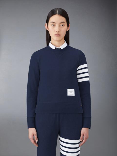 Navy Loopback Jersey Knit Engineered 4-bar Stripe Classic Crew Neck Pullover