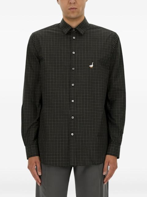 checked-pattern duck-detail shirt