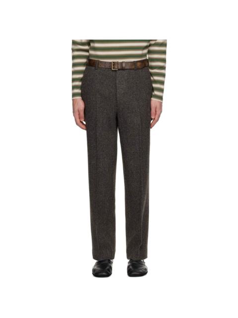 Gray Alpaca Wool Silk Tweed Trousers