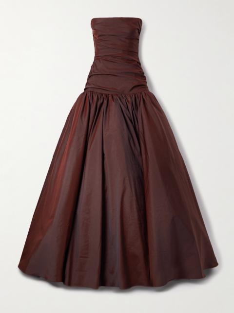 Strapless Draped Taffeta Gown