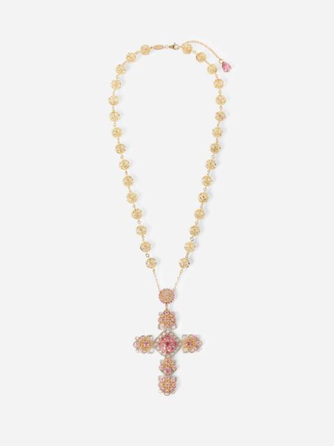 Pizzo necklace in yellow 18kt gold with pink tourmalines