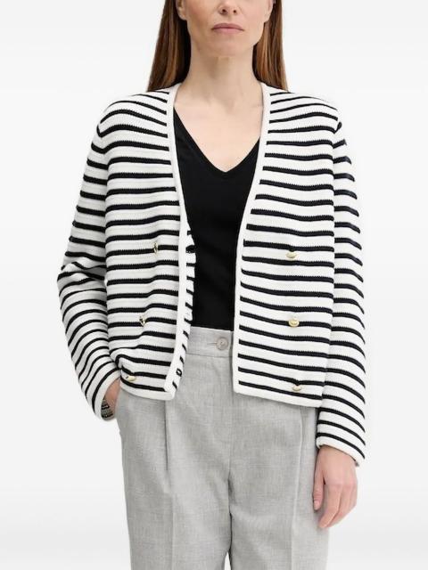 striped double-breasted cardigan