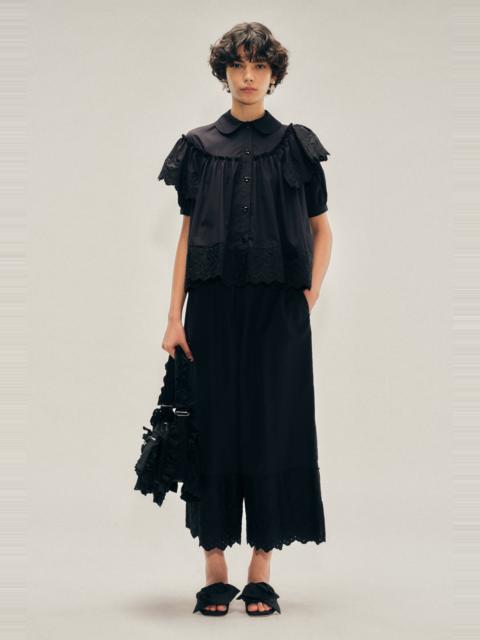 Cropped Trim Easy Trousers