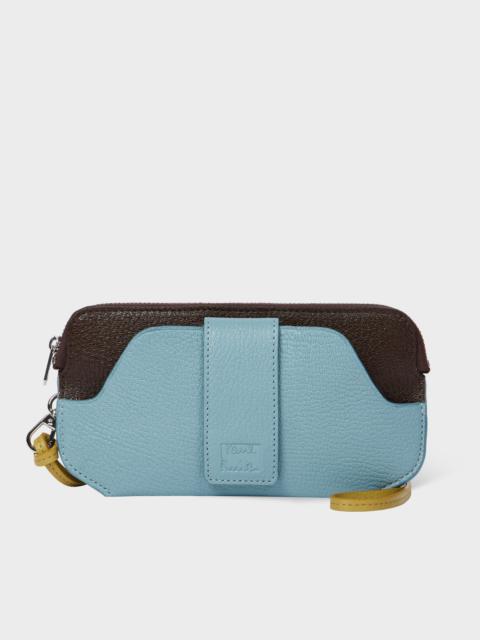 Light Blue Leather Travel Pouch