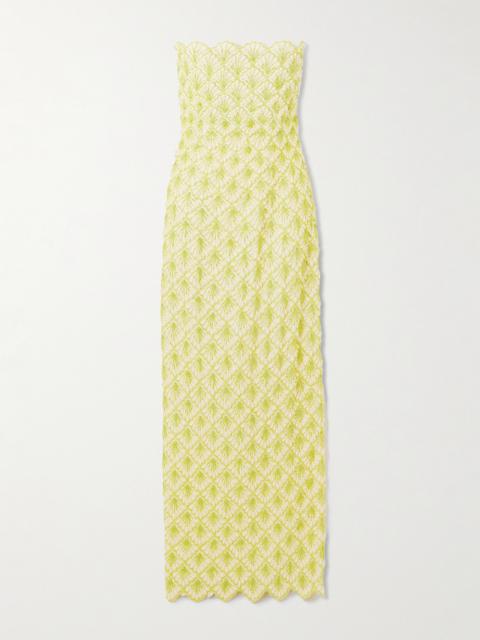 Ariel Strapless Scalloped Embellished Satin Gown