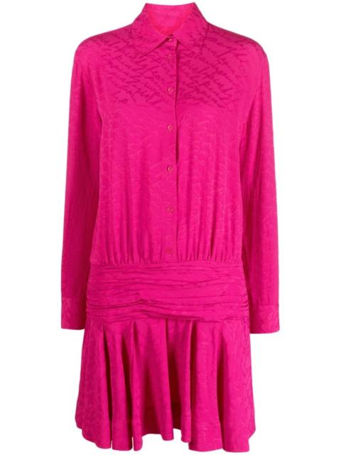 logo-jacquard pleated shirtdress