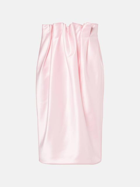 Draped satin midi skirt
