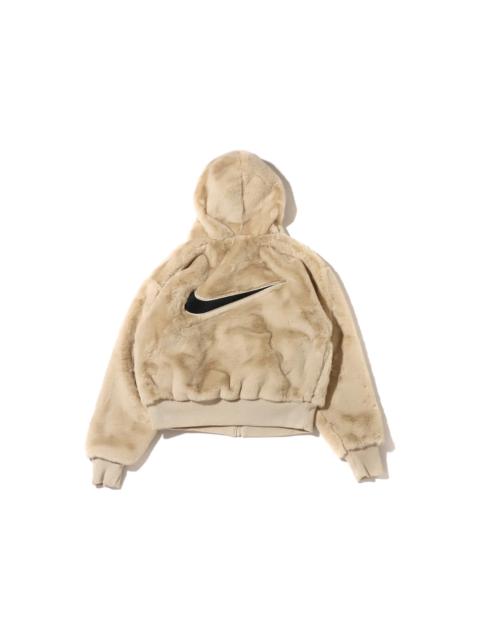 Nike Womens Essentials Faux Fur Jacket (US Sizing) Rattan/Black