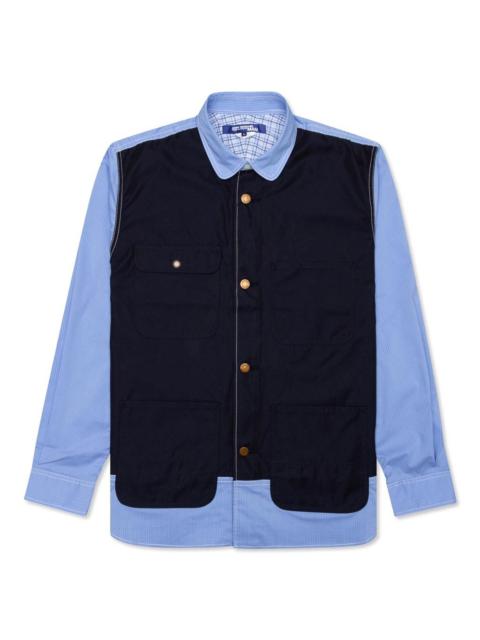 JUNYA WATANABE MAN MIXED FABRIC SHIRT - BLUE/NAVY