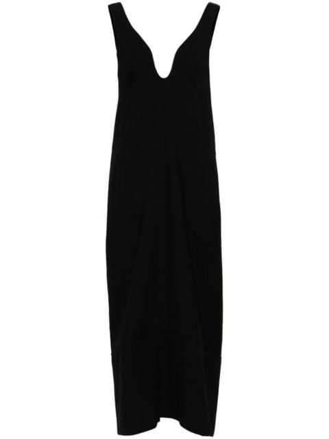 U-neck wool maxi dress