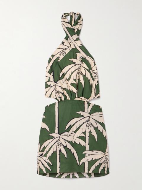 Heart Pirate Cutout Printed Voile Halterneck Mini Dress