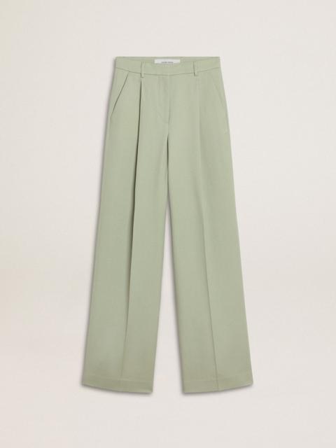 Women's pants in sage-green wool