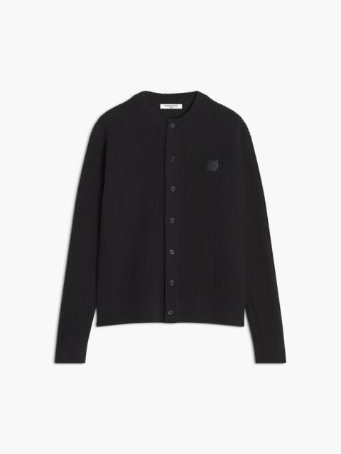 FOX HEAD WOOL RIBBED CARDIGAN