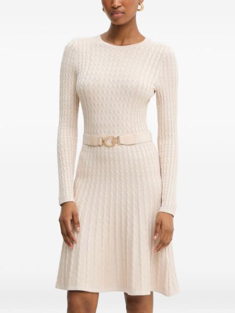 cable-knit belted mini dress