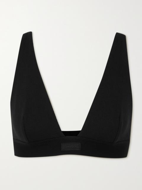 Plunge Ribbed Cotton-blend Jersey Bralette