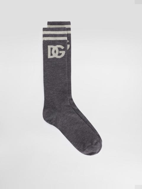 Fine-rib cotton socks with logo