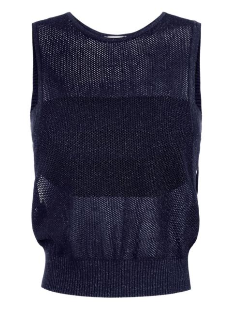 mesh-knit top