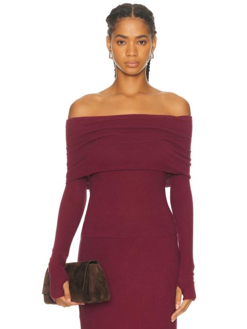 Cashmere Long Sleeve Off Shoulder Top
