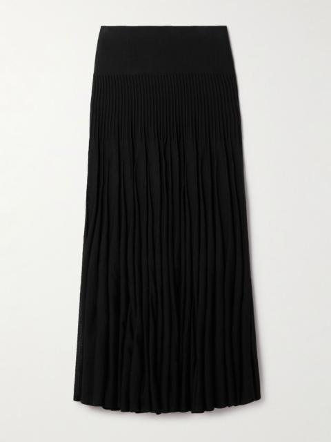 Pleated wool midi skirt Black