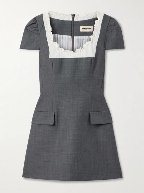 Ruffled Wool-blend Gauze-trimmed Twill Mini Dress