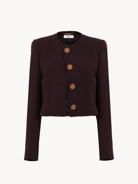 COLLARLESS CROPPED JACKET IN WOOL CRÊPE