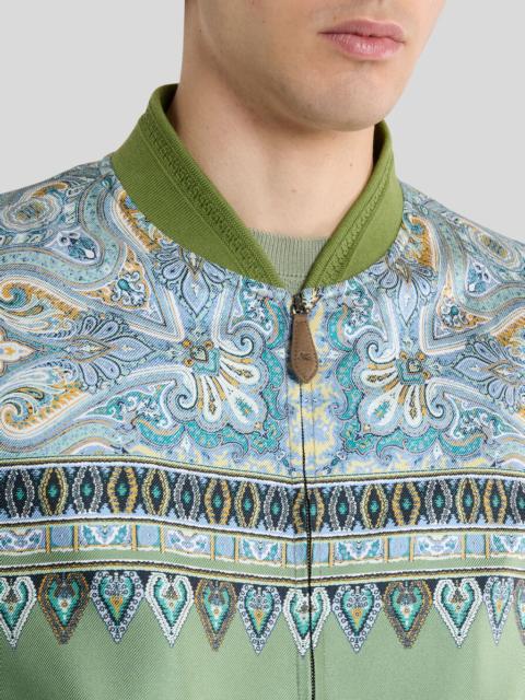 SILK BOMBER JACKET WITH PLACED POCKET-SQUARE PAISLEY PRINT