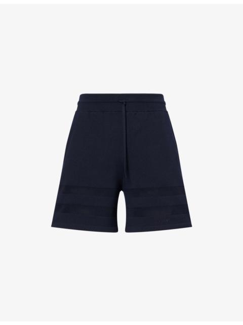 Sheer-Panel Logo-Embossed Knitted Shorts