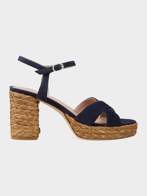 80mm Dayna Suede Espadrille Platform Sandals