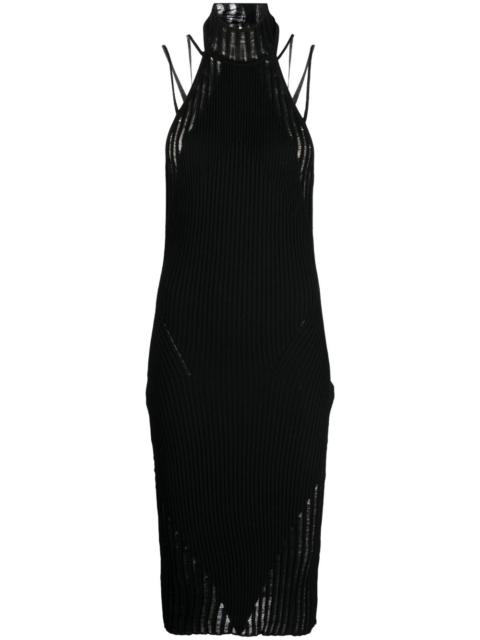 halterneck knitted midi dress