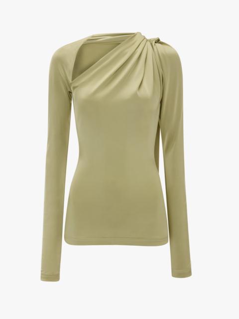 Slash Neck Jersey Top In Pistachio